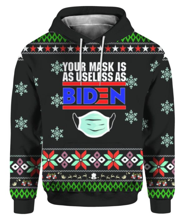 Funny Christmas Your Mask Is As Useless As Biden Christmas 3D Hoodie 3D Hoodie Black S