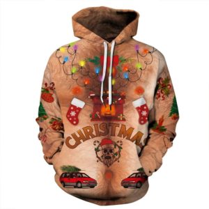 Funny Man Boby Christmas Fireplace Christmas All Over Print 3D Hoodie 3D Hoodie Red S