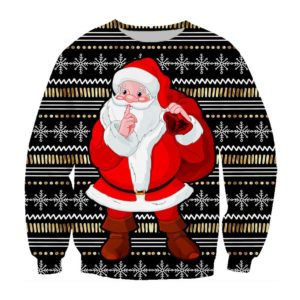 Funny Santa Keep quiet Santa Is Coming Christmas 3D Sweater AOP Sweater Red S