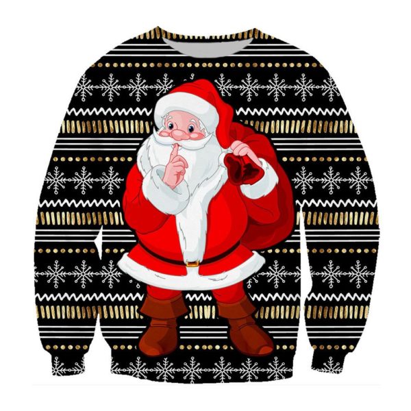 Funny Santa Keep quiet Santa Is Coming Christmas 3D Sweater AOP Sweater Red S