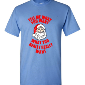 funny Santa Tell Me What You Want What You Really Really Want Christmas T-Shirt Unisex T-Shirt Carolina Blue S