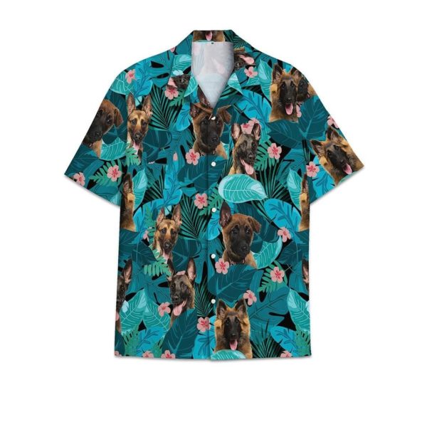 Germen shepherd tropical hawaiian button shirt Short Sleeve Hawaiian Shirt White S