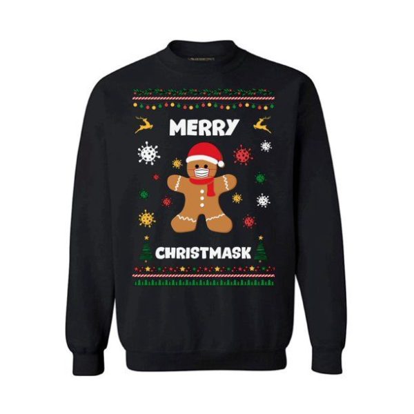 Gingerbread Men with Christmas mask Sweatshirt Black S