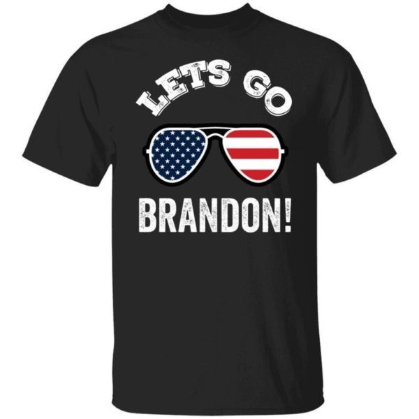 Glasses American Flag Let's Go Brandon T-shirt Unisex T-Shirt Black S