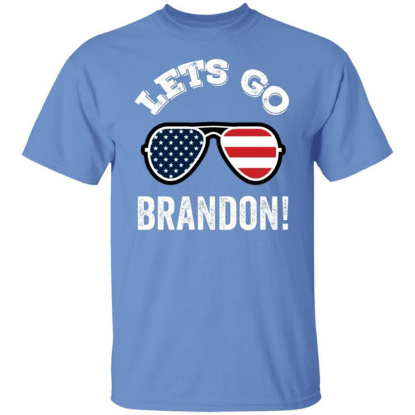 Glasses American Flag Let's Go Brandon T-shirt Unisex T-Shirt Carolina Blue S