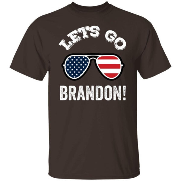Glasses American Flag Let's Go Brandon T-shirt Unisex T-Shirt Chocolate S