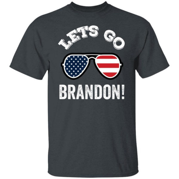 Glasses American Flag Let's Go Brandon T-shirt Unisex T-Shirt Dark Heather S