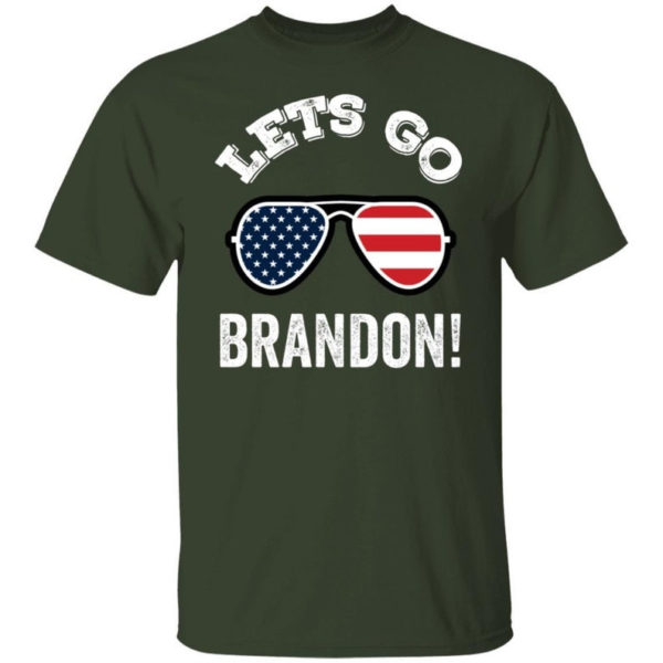 Glasses American Flag Let's Go Brandon T-shirt Unisex T-Shirt Forest Green S
