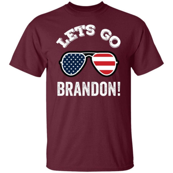 Glasses American Flag Let's Go Brandon T-shirt Unisex T-Shirt Maroon S