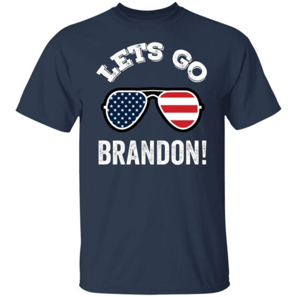 Glasses American Flag Let's Go Brandon T-shirt Unisex T-Shirt Navy S