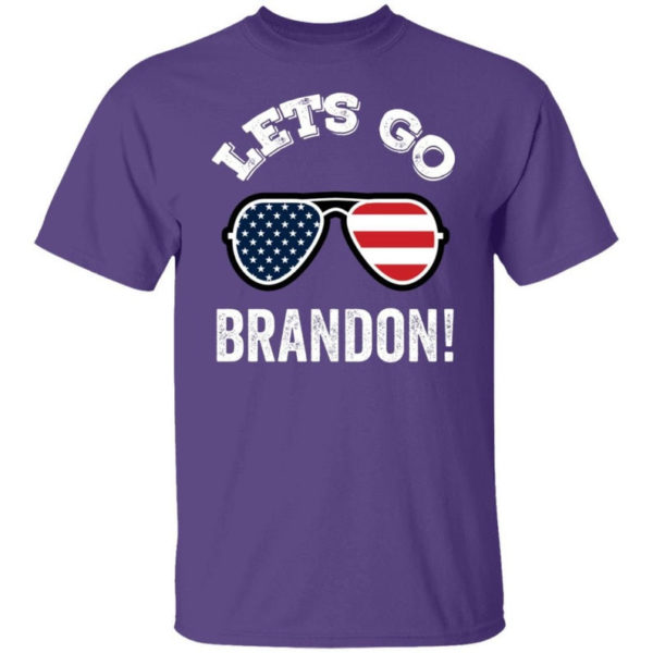 Glasses American Flag Let's Go Brandon T-shirt Unisex T-Shirt Purple S
