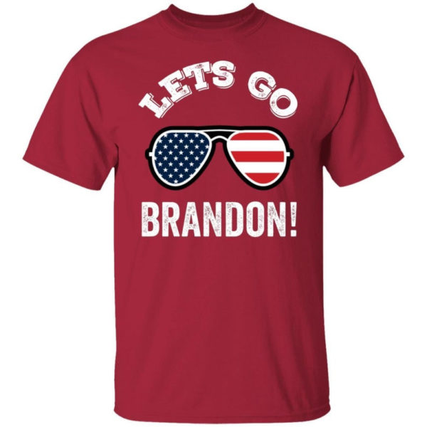 Glasses American Flag Let's Go Brandon T-shirt Unisex T-Shirt Red S