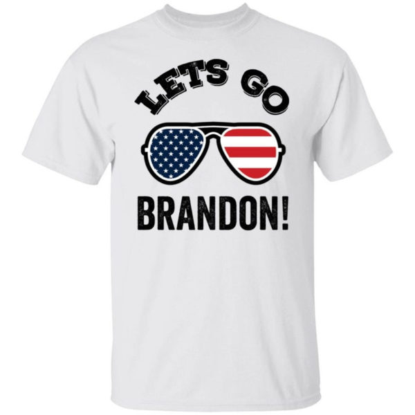 Glasses American Flag Let's Go Brandon T-shirt Unisex T-Shirt White S