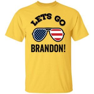 Glasses American Flag Let's Go Brandon T-shirt Unisex T-Shirt Yellow S