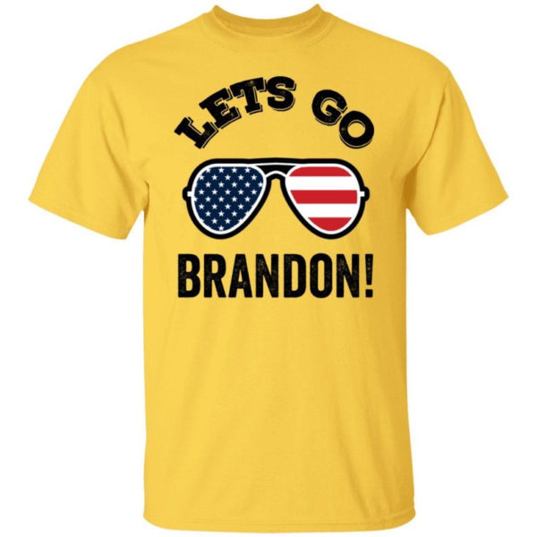 Glasses American Flag Let's Go Brandon T-shirt Unisex T-Shirt Yellow S