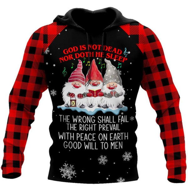 Gnome God Is Not Dead Nor Doth He Sleep Over Print 3D Shirt 3D Hoodie Red S