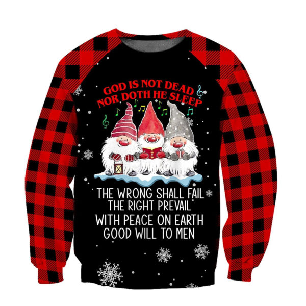 Gnome God Is Not Dead Nor Doth He Sleep Over Print 3D Shirt 3D Sweatshirt Red S