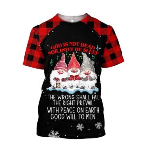 Gnome God Is Not Dead Nor Doth He Sleep Over Print 3D Shirt 3D T-Shirt Red S