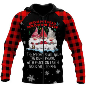 Gnome God Is Not Dead Nor Doth He Sleep Over Print 3D Shirt 3D Zip Hoodie Red S