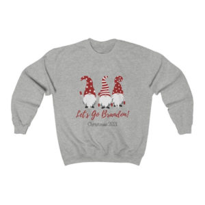 Gnome Let's Go Brandon 2021 Christmas Sweatshirt Sweatshirt Ash S