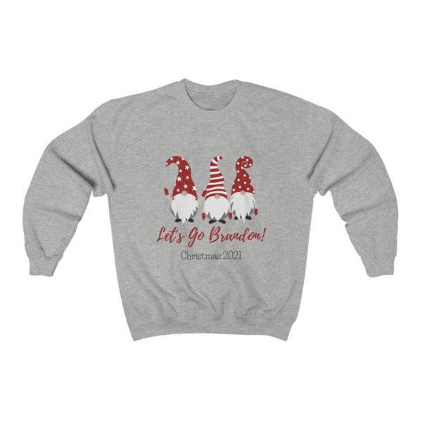 Gnome Let's Go Brandon 2021 Christmas Sweatshirt Sweatshirt Ash S