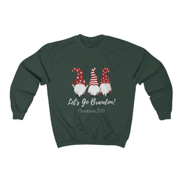 Gnome Let's Go Brandon 2021 Christmas Sweatshirt Sweatshirt Forest Green S