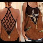God Cross Leather Pattern 3D Print Criss Cross Tank Top Criss Cross Tank Top Black S