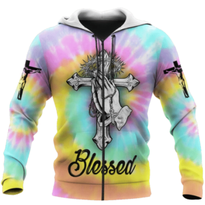 God Jesus Is My King My Life My Everything Blessed Tie Dye All Over Printed 3D Shirt 3D Zip Hoodie Pink S
