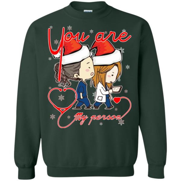Grey's Anatomy You Are My Person Ugly Christmas Sweatshirt Sweatshirt Forest Green S