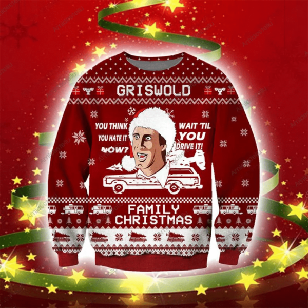 Griswold Family Christmas Drive Car Christmas Sweatshirt AOP Sweater Red S