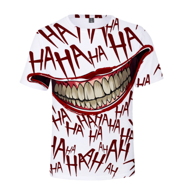 HAHA Joker 3D Printed T-Shirt Short-Sleeve Hawaiian Shirt White S