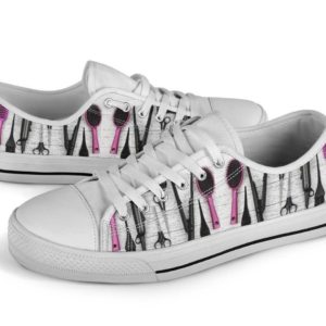 Hairdresser Tools White Low Top Canvas Shoes Men & Women Men's Shoes US6