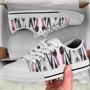 Hairdresser Tools White Low Top Canvas Shoes Men & Women Women's Shoes US6