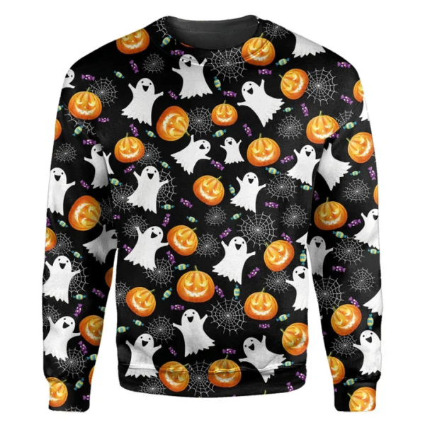 Halloween Pumkin, Ghost, Spider 3D Full Print Shirt 3D Sweatshirt Black S