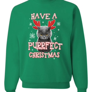 Have A Purrfect Christmas Cat Reindeer Christmas T-Shirt Sweatshirt Sweatshirt Kelly S