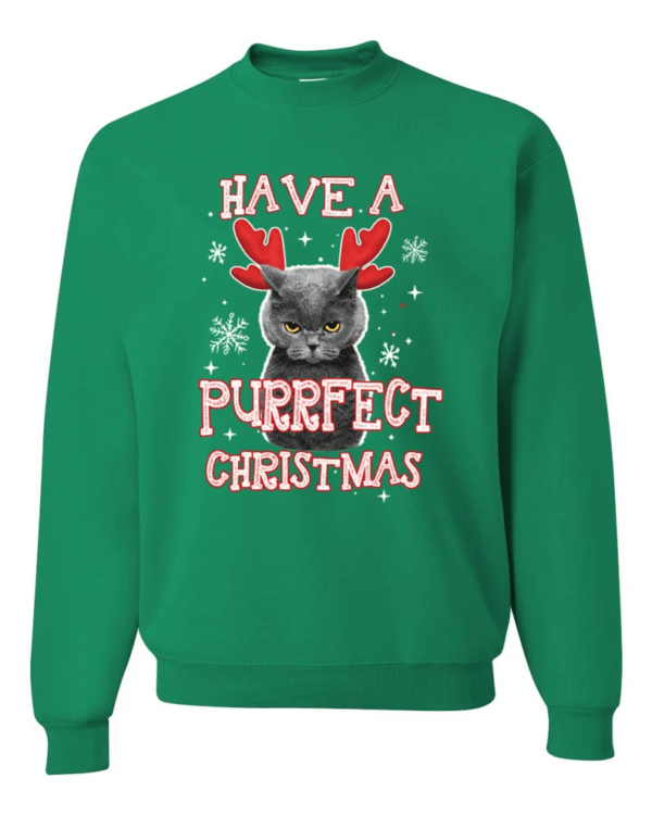 Have A Purrfect Christmas Cat Reindeer Christmas T-Shirt Sweatshirt Sweatshirt Kelly S