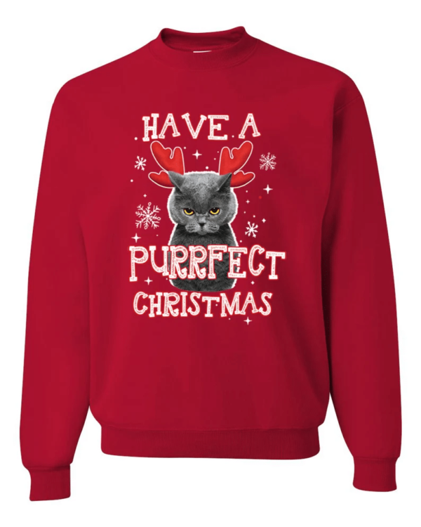 Have A Purrfect Christmas Cat Reindeer Christmas T-Shirt Sweatshirt Sweatshirt Red S