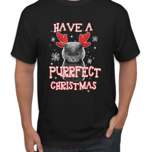 Have A Purrfect Christmas Cat Reindeer Christmas T-Shirt Sweatshirt Unisex T-Shirt Black S