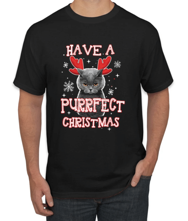 Have A Purrfect Christmas Cat Reindeer Christmas T-Shirt Sweatshirt Unisex T-Shirt Black S
