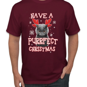 Have A Purrfect Christmas Cat Reindeer Christmas T-Shirt Sweatshirt Unisex T-Shirt Maroon S