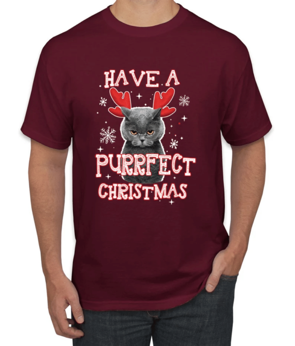 Have A Purrfect Christmas Cat Reindeer Christmas T-Shirt Sweatshirt Unisex T-Shirt Maroon S