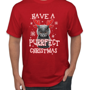 Have A Purrfect Christmas Cat Reindeer Christmas T-Shirt Sweatshirt Unisex T-Shirt Red S