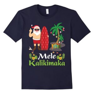 Hawaii Mele Kalikimaka Santa Christmas T-Shirt Unisex T-Shirt Black S