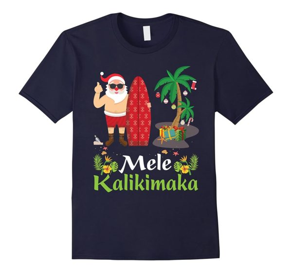Hawaii Mele Kalikimaka Santa Christmas T-Shirt Unisex T-Shirt Black S