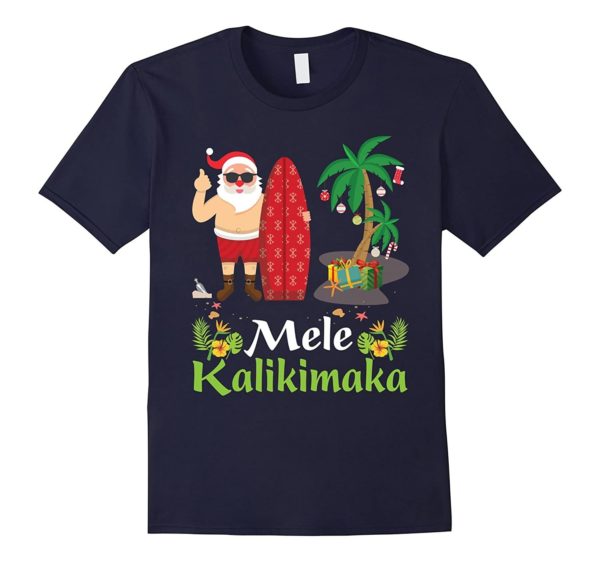 Hawaii Mele Kalikimaka Santa Christmas T-Shirt Unisex T-Shirt Navy S