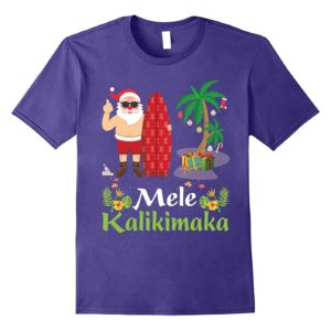 Hawaii Mele Kalikimaka Santa Christmas T-Shirt Unisex T-Shirt Purple S