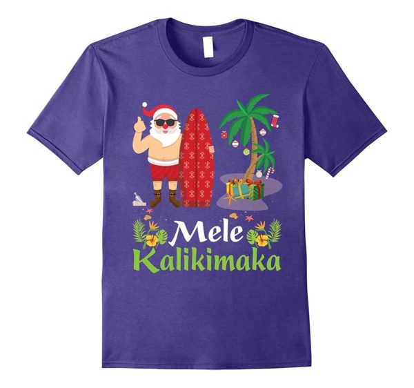 Hawaii Mele Kalikimaka Santa Christmas T-Shirt Unisex T-Shirt Purple S