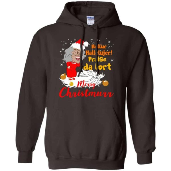 Hellur Hallelujer Praise Da Lort Merry Christmas Shirt Hoodie Dark Chocolate S