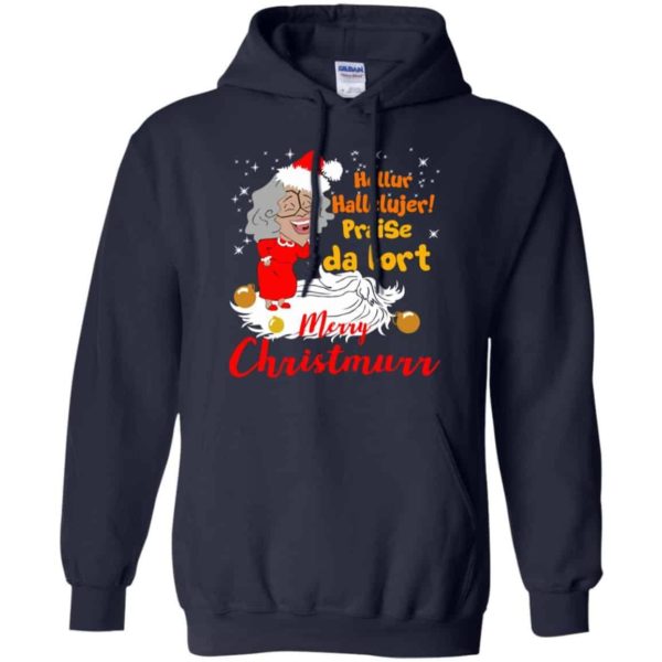 Hellur Hallelujer Praise Da Lort Merry Christmas Shirt Hoodie Navy S