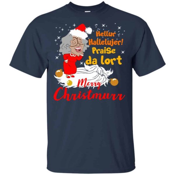 Hellur Hallelujer Praise Da Lort Merry Christmas Shirt Unisex T-Shirt Navy S